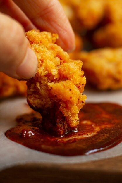 Delicious boneless chicken close up