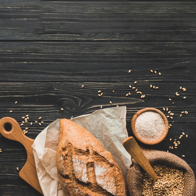 Delicious bread with fresh grains