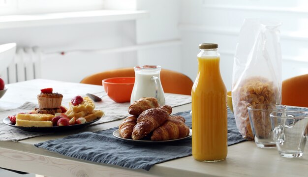 Delicious breakfast on the table