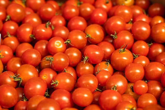 Delicious bright red cherry tomatoes.