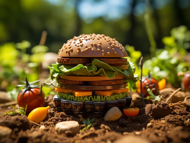 Free Photo delicious burger in nature