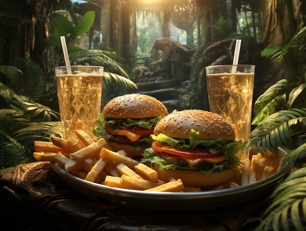 Free Photo delicious burger in nature