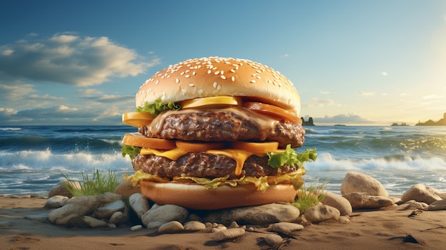 Free Photo delicious burger in nature