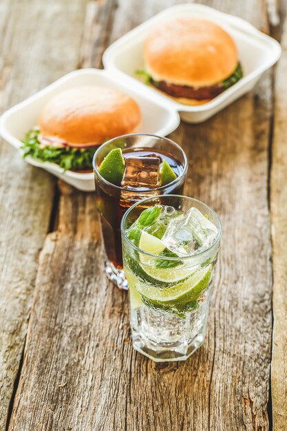 Delicious burgers on the table