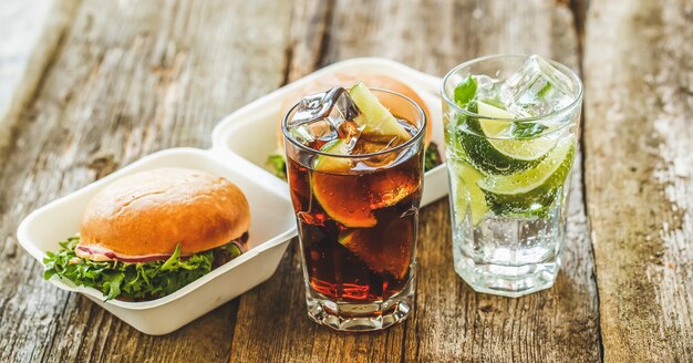 Delicious burgers on the table