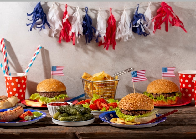 Free photo delicious burgers for the us labor day