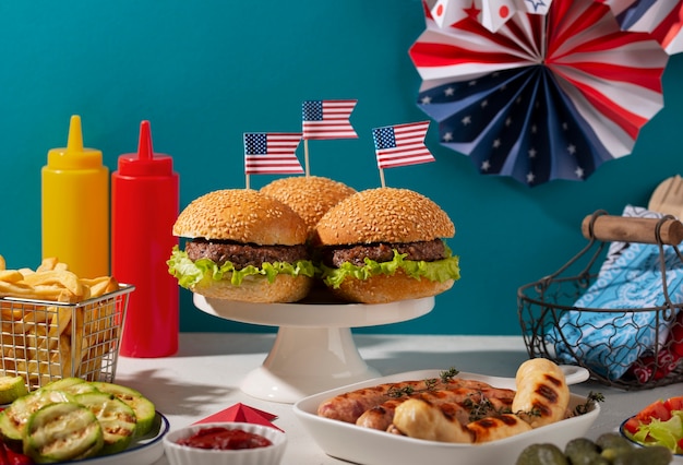 Free photo delicious burgers for the us labor day