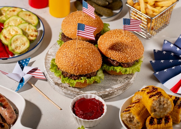 Free photo delicious burgers for the us labor day