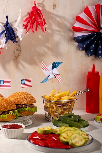 Free photo delicious burgers for the us labor day