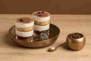 Free photo delicious cake in a glass assortment