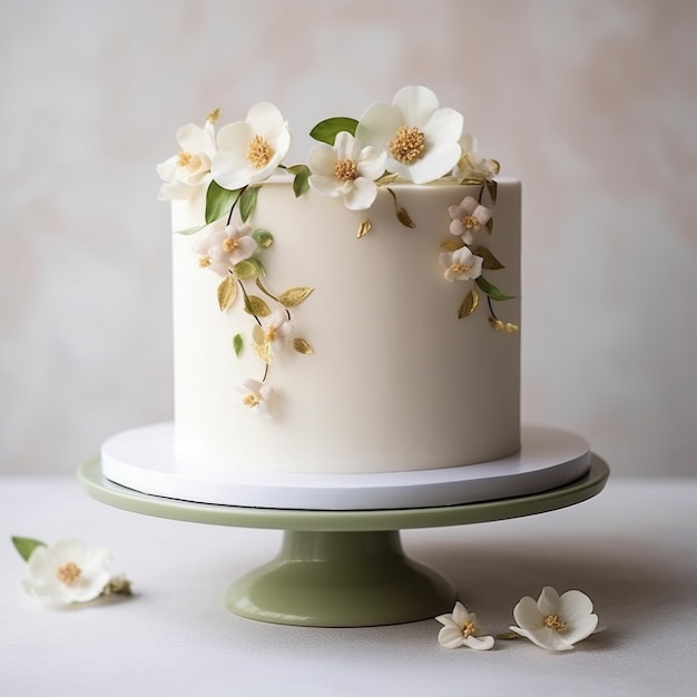 Free photo delicious cake with flowers on stand