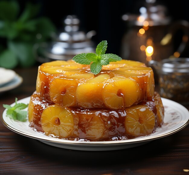 Delicious cake with fruits