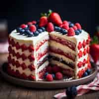 Free photo delicious cake with fruits