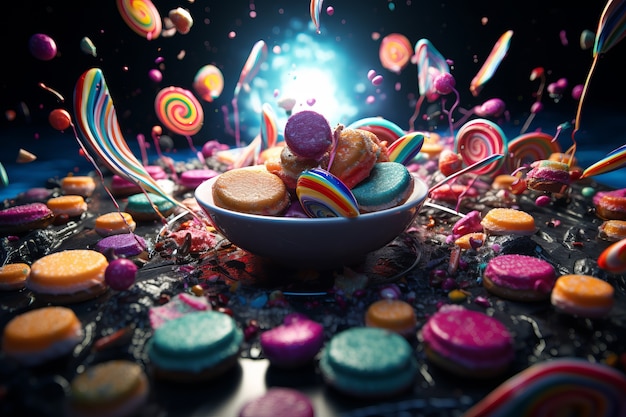 Free photo delicious candy dynamic background