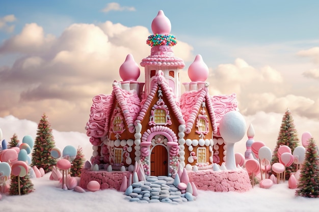 Free photo delicious candy house fairytale concept