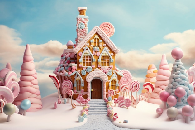 Free Photo delicious candy house fairytale concept