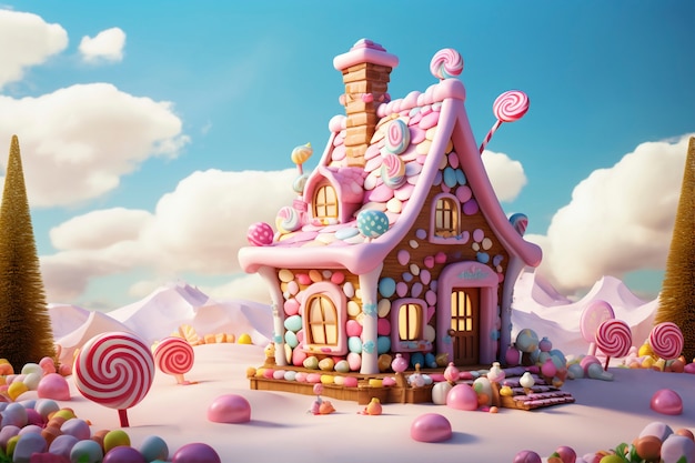 Free photo delicious candy house fairytale concept