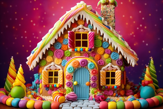 Free Photo delicious candy house fairytale concept