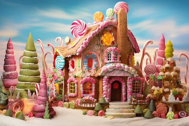 Free photo delicious candy house fairytale concept