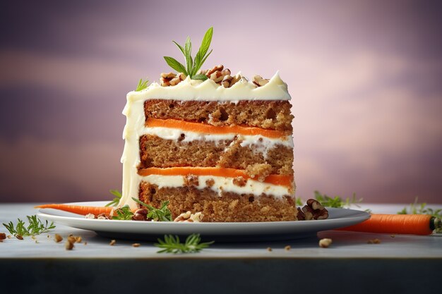 Delicious carrot cake with cream