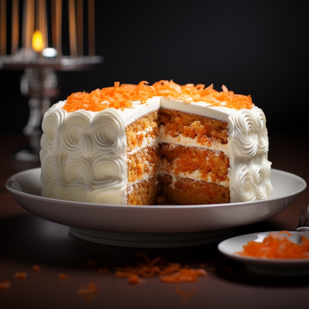 Delicious carrot cake with cream