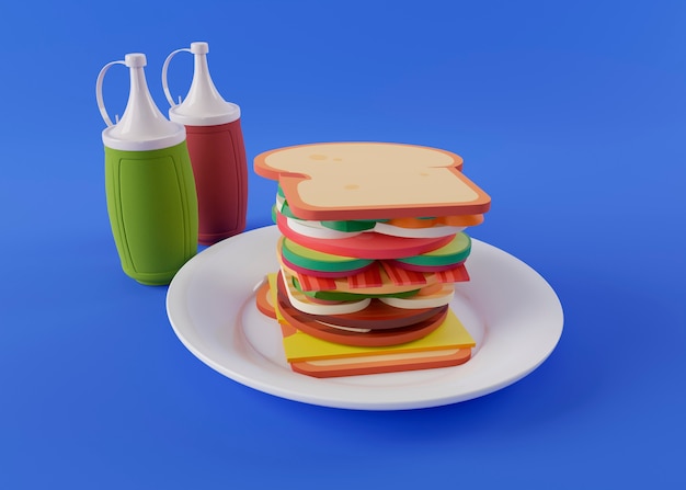 Free photo delicious cartoon style sandwich