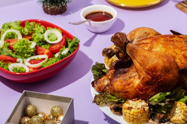 Delicious chicken and salad assortment