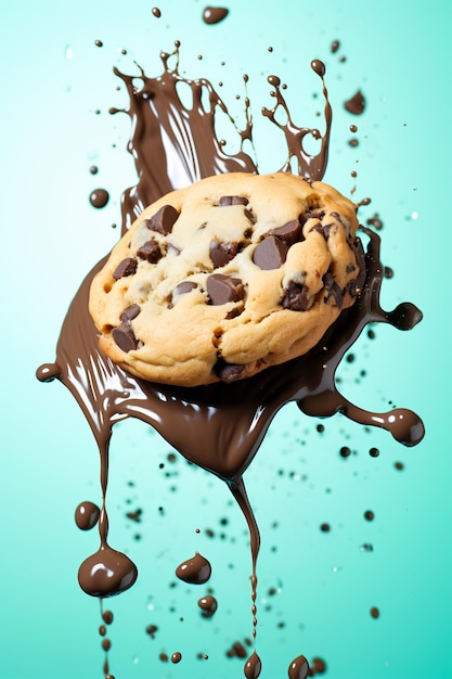 Free photo delicious chocolate chip cookie