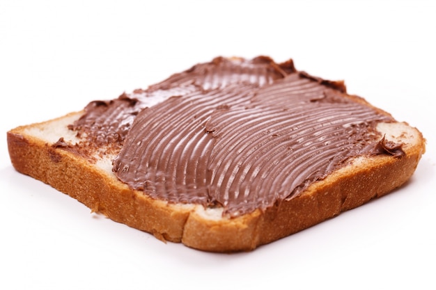 Delicious chocolate cream on a toast