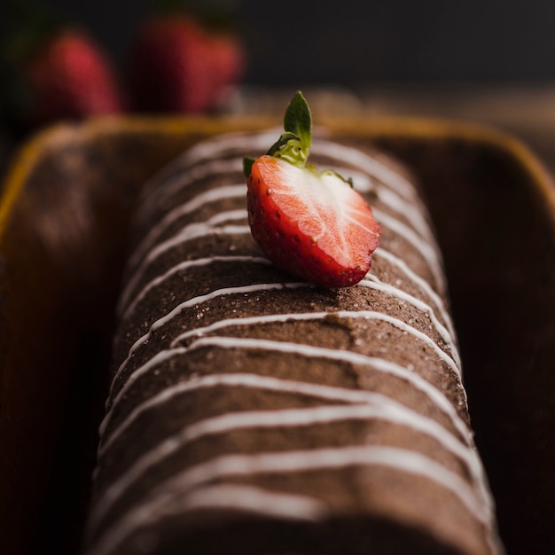 Free Photo delicious chocolate dessert with strawberry