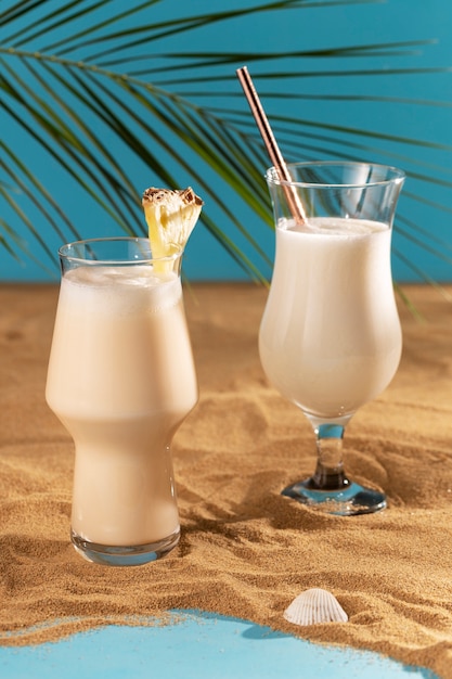 Delicious cocktails on beach arrangement