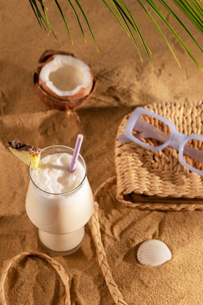 Delicious cocktails on beach arrangement