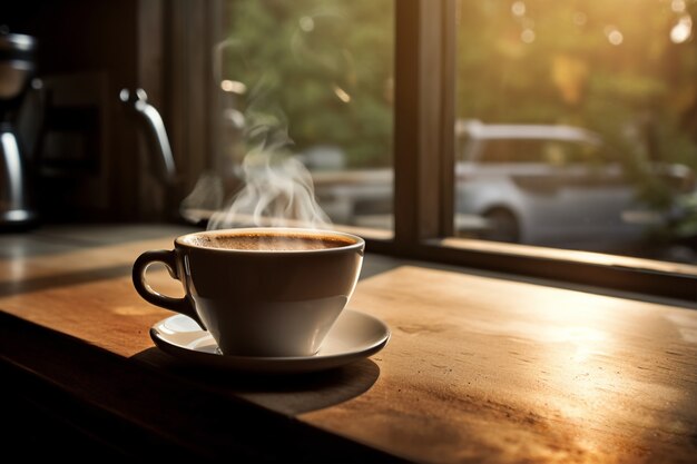 Delicious coffee cup indoors