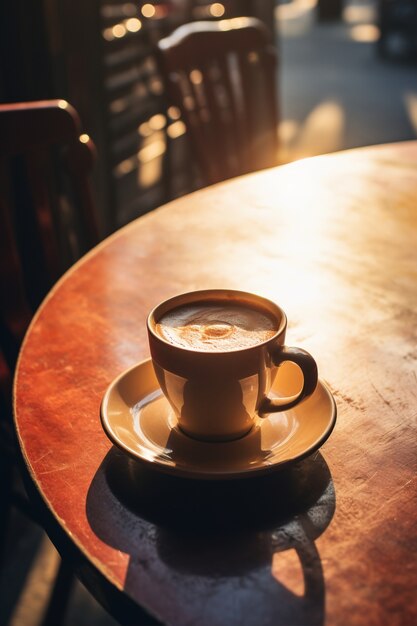 Delicious coffee cup indoors