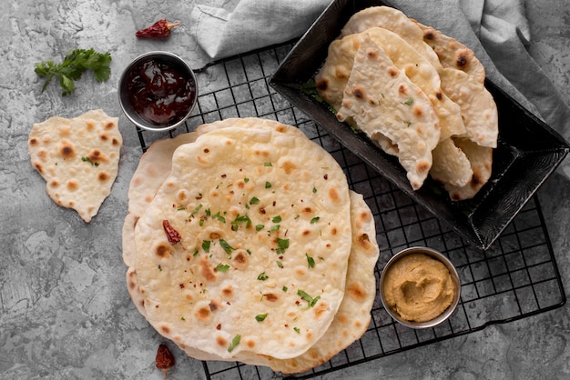 Delicious composition of traditional roti