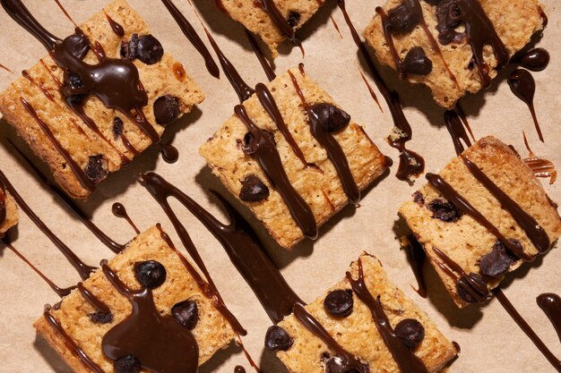 Delicious cookies assortment flat lay