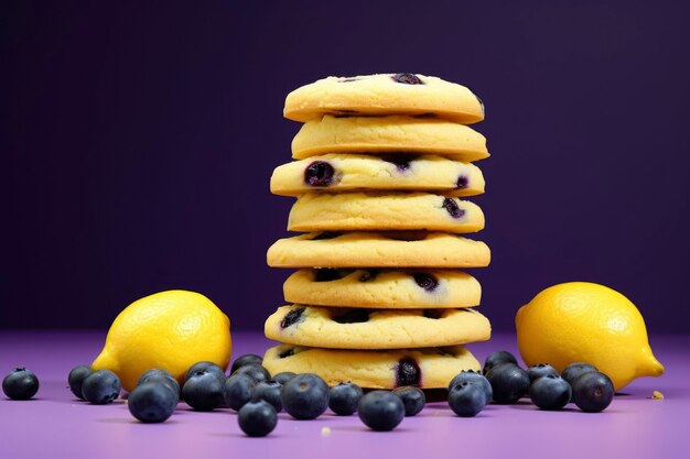 Delicious cookies with blueberries and lemons