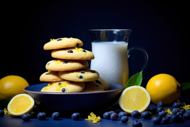 Delicious cookies with blueberries and lemons