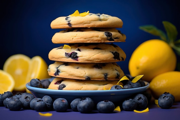 Delicious cookies with blueberries and lemons