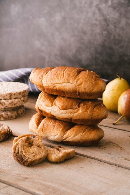 Delicious croissant and dry fruit breakfast