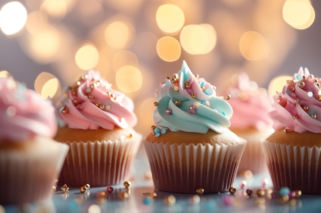 Free photo delicious cupcakes on a plate festive backgrounds