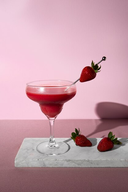 Delicious daiquiri cocktail with strawberries