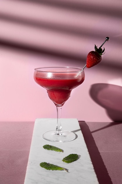 Delicious daiquiri cocktail with strawberry