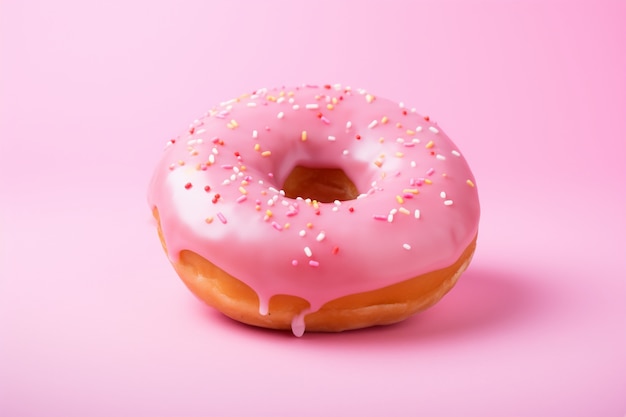 Free photo delicious donut with pink topping