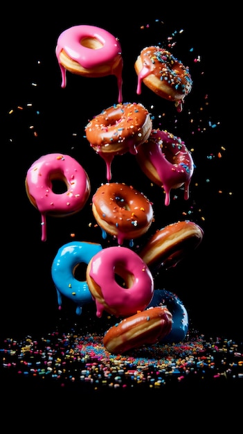 Free Photo delicious donuts with topping arrangement