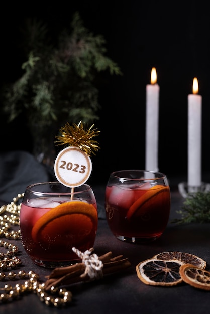 Free photo delicious drinks and candles arrangement