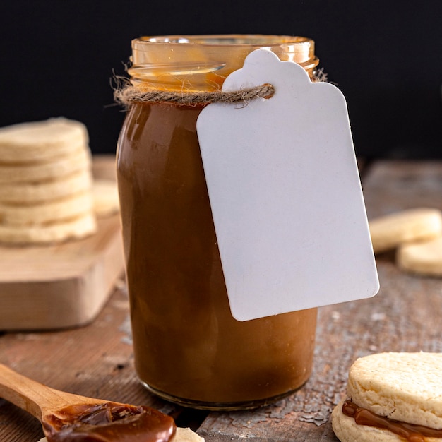 Free photo delicious dulche de leche jar  concept