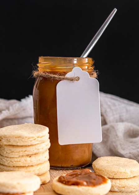 Free photo delicious dulche de leche jar  concept