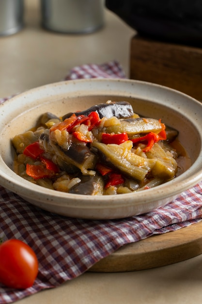 Free Photo delicious eggplant dish arrangement