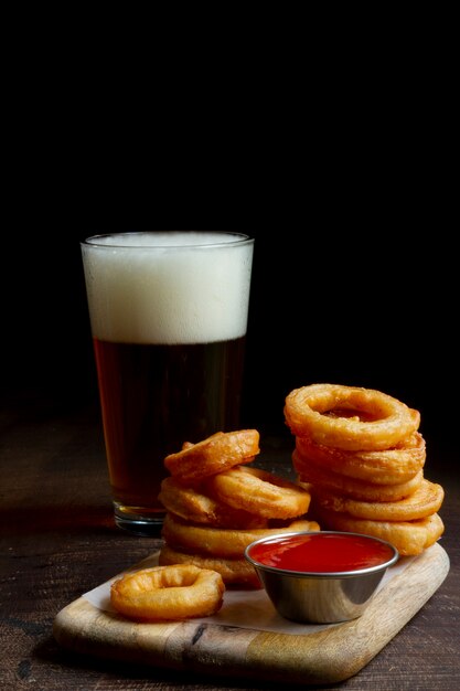 Delicious fast food and drink arrangement